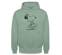 Spreadshirt Peanuts Snoopy en Hâte Sweat À Capuche Unisexe, L, Vert-de-Gris