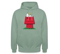 Spreadshirt Peanuts Snoopy Et La Niche du Chien Sweat À Capuche Unisexe, XL, Vert-de-Gris
