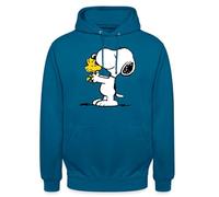 Spreadshirt Peanuts Snoopy Et Woodstock Amitié Sweat À Capuche Unisexe, L, Bleu Profond