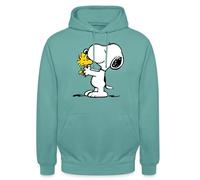 Spreadshirt Peanuts Snoopy Et Woodstock Amitié Sweat À Capuche Unisexe, M, Turquoise Pastel