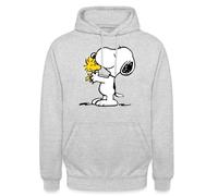 Spreadshirt Peanuts Snoopy Et Woodstock Amitié Sweat À Capuche Unisexe, S, Gris Clair chiné