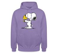 Spreadshirt Peanuts Snoopy Et Woodstock Amitié Sweat À Capuche Unisexe, S, Lavande