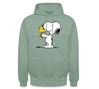 Spreadshirt Peanuts Snoopy Et Woodstock Amitié Sweat À Capuche Unisexe, S, Vert-de-Gris