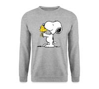 Spreadshirt Peanuts Snoopy Et Woodstock Amitié Sweat-Shirt Unisexe, L, Gris chiné