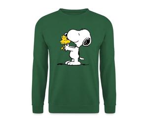 Spreadshirt Peanuts Snoopy Et Woodstock Amitié Sweat Unisexe, M, Vert foncé