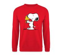 Spreadshirt Peanuts Snoopy Et Woodstock Amitié Sweat Unisexe, S, Rouge