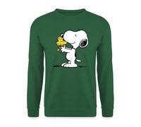 Spreadshirt Peanuts Snoopy Et Woodstock Amitié Sweat Unisexe, S, Vert foncé