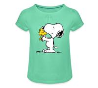 Spreadshirt Peanuts Snoopy Et Woodstock Amitié T-Shirt À Fronces Fille, 12 Ans, Vert Menthe