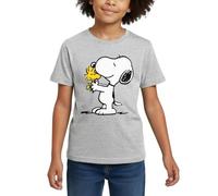 Spreadshirt Peanuts Snoopy Et Woodstock Amitié T Shirt Ado, 152/164 (12-14 Ans), Gris chiné