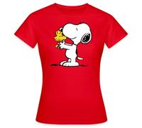 Spreadshirt Peanuts Snoopy Et Woodstock Amitié T Shirt Femme, L, Rouge