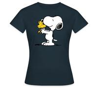 Spreadshirt Peanuts Snoopy Et Woodstock Amitié T Shirt Femme, M, Marine
