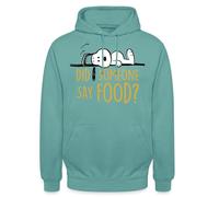 Spreadshirt Peanuts Snoopy Food Bouffe J'Ai Faim Sweat À Capuche Unisexe, M, Turquoise Pastel