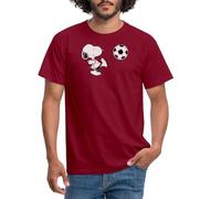 Spreadshirt Peanuts Snoopy Football Foot T Shirt Homme, XL, Rouge Brique