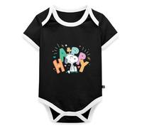 Spreadshirt Peanuts Snoopy Happy Body Bébé Bio Manches Courtes Contrasté, 80 (9-12 mois), noir/blanc