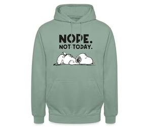 Spreadshirt Peanuts Snoopy Nope Not Today Pas Aujourd'hui Sweat À Capuche Unisexe, S, Vert-de-Gris
