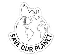 Spreadshirt Peanuts Snoopy Protège Notre Planète Protection Environnement Autocollant Sticker, 10 x 10 cm, blanc mat