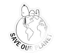 Spreadshirt Peanuts Snoopy Protège Notre Planète Protection Environnement Autocollant/Sticker, 10 x 10 cm, brillant transparent