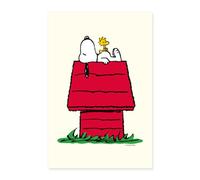Spreadshirt Peanuts Snoopy Woodstock Und Die Hundehütte Poster 40x60 cm, taille unique, blanc