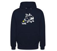 Spreadshirt Pêche Carpe Silhouette Sport De Pêche Cadeau Sweat À Capuche Unisexe, L, Marine