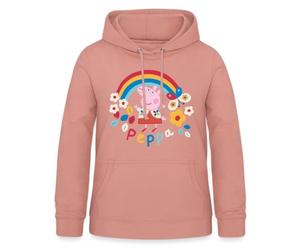 Spreadshirt Peppa Pig Arc en Ciel Sweat À Capuche Femme, S, Rose poudré