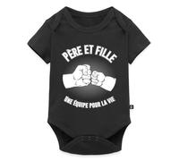 Spreadshirt Père Et Fille Une Équipe Pour La Vie Fête des Pères Naissance Body Manches Courtes Bébé Bio, 86 (12-18 mois), noir