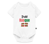 Spreadshirt® Petit Basque - Drapeau Pays Basque - Cadeau Annonce Grossesse Originale Body Bébé Bio Manches Courtes, 0-3 mois, blanc
