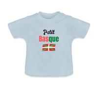 Spreadshirt Petit Basque - Drapeau Pays Basque - Cadeau Annonce Grossesse Originale T Shirt Bébé Bio, 18-24 Mois, Bleu Clair
