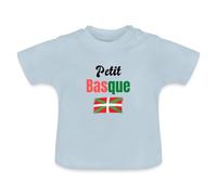 Spreadshirt Petit Basque Drapeau Pays Basque Cadeau Annonce Grossesse Originale T Shirt Bébé Bio, 3-6 Mois, Bleu Clair