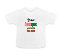 Spreadshirt Petit Basque - Drapeau Pays Basque - Cadeau Annonce Grossesse Originale T-Shirt Bio Bébé, 6-12 Mois, Blanc