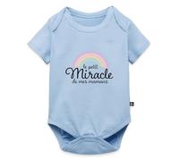 Spreadshirt Petit Miracle De Mes Mamans Parents Lesbiens Body Manches Courtes Bébé Bio, 56 (0-2 mois), bleu clair