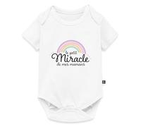 Spreadshirt Petit Miracle De Mes Mamans Parents Lesbiens Cadeau Fête des Mères Body Manches Courtes Bébé Bio, 68 (3-6 mois), blanc
