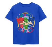 Spreadshirt PJ Masks Photo De Groupe Catboy Owlette Et Gekko T Shirt Enfant, 110/116 (5-6 Ans), Bleu Royal