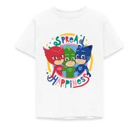 Spreadshirt PJ Masks Photo De Groupe Catboy Owlette Et Gekko T Shirt Enfant, 122/128 (7-8 Ans), Blanc