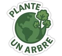 Spreadshirt Planète Plante Un Arbre Écologie Terrestre Durable Jour de la Terre Earth Day Autocollant Sticker, 10 x 10 cm, blanc mat