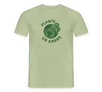 Spreadshirt Planète Plante Un Arbre Écologie Terrestre Durable Jour de la Terre Earth Day T Shirt Homme, XL, Vert Sauge
