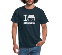 Spreadshirt Playmobil I Love Playmobil en Blanc T Shirt Homme, 4XL, Marine