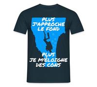 Spreadshirt Plongée Plus J'Approche Le Fond T-Shirt Homme, L, Marine