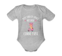 Spreadshirt Plus Tard Je Serais Motarde Comme Papa Body Bébé Bio Manches Courtes, 74 (6-9 mois), gris chiné