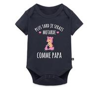Spreadshirt Plus Tard Je Serais Motarde Comme Papa Body Manches Courtes Bébé Bio, 68 (3-6 mois), bleu marine