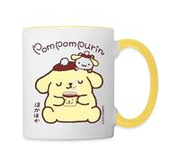 Spreadshirt Pompompurin Boit Du Café Avec Muffin Mug Bicolore, taille unique, blanc/jaune