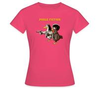 Spreadshirt Poule Fiction Deux Poulets Dangereux Cadeau Film Culte T Shirt Femme, XXL, Rose azalée