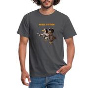 Spreadshirt Poule Fiction Deux Poulets Dangereux Cadeau Film Culte T Shirt Homme, M, Charbon