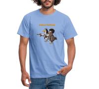 Spreadshirt Poule Fiction Deux Poulets Dangereux Cadeau Film Culte T Shirt Homme, XXL, Carolina Blue