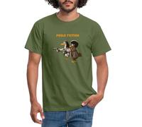 Spreadshirt Poule Fiction Deux Poulets Dangereux Cadeau Film Culte T Shirt Homme, XXL, Vert Militaire