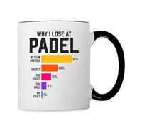 Spreadshirt Pourquoi Est-Ce Que Je Perds Au Padel Cadeau Padel Tennis Mug Bicolore, taille unique, blanc/noir