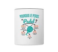 Spreadshirt Pourquoi Je Perds Au Padel Cadeau Padel Rigolo Mug Bicolore, taille unique, blanc/noir