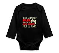 Spreadshirt Preuve Papa Gaming Nerd Phrase Drôle Jeux Vidéos Body Manches Longues Bébé Bio, 68 (3-6 mois), noir