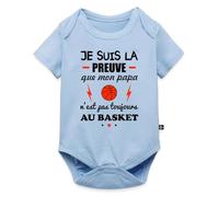 Spreadshirt Preuve Que Mon Papa Basket Cadeau De Naissance Basketteur Body Manches Courtes Bébé Bio, 92 (1,5-2 ans), bleu clair