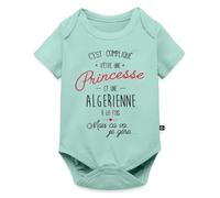 Spreadshirt Princesse et Algérienne À La Fois Patrie Body Manches Courtes Bébé Bio, 56 (0-2 mois), menthe