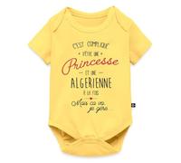 Spreadshirt Princesse et Algérienne À La Fois Patrie Body Manches Courtes Bébé Bio, 86 (12-18 mois), jaune pastel